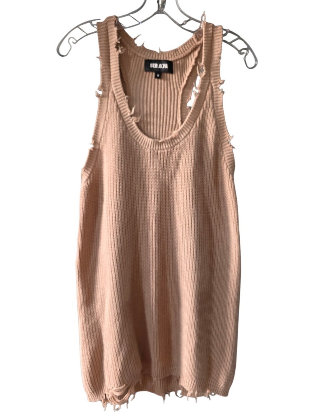 SER.O.YA  Yonit Dress in Natural-Distressed Cotton Knit Size Medium